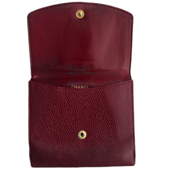 Chanel Burgundy Caviar Leather CC Logo Coin Purse Compact Wallet - Picture 8 of 8